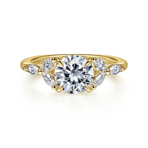 14K Yellow Gold Round Diamond Engagement Ring