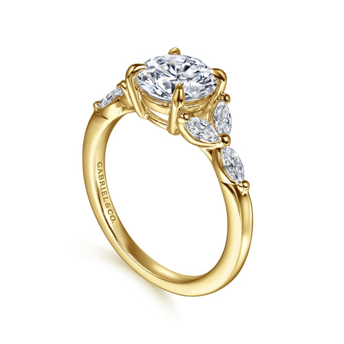 14K Yellow Gold Round Diamond Engagement Ring