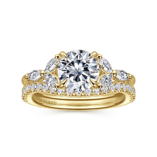 14K Yellow Gold Round Diamond Engagement Ring
