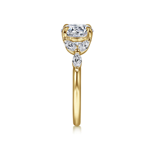 14K Yellow Gold Round Diamond Engagement Ring