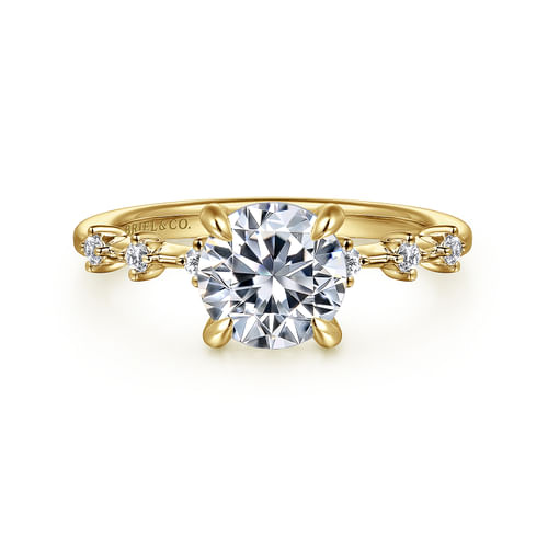 14K Yellow Gold Round Diamond Engagement Ring