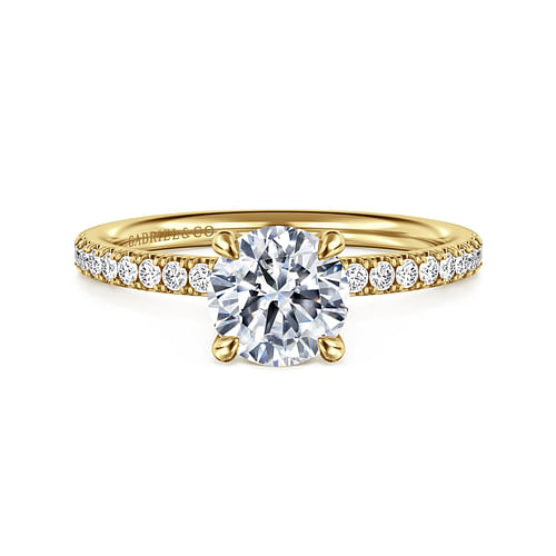 14K Yellow Gold Round Diamond Engagement Ring