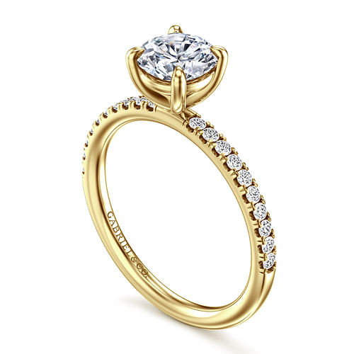 14K Yellow Gold Round Diamond Engagement Ring