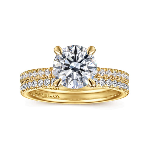 14K Yellow Gold Round Diamond Engagement Ring