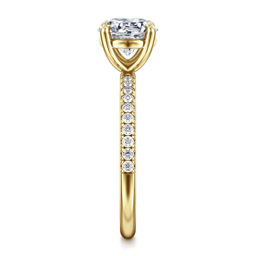 14K Yellow Gold Round Diamond Engagement Ring