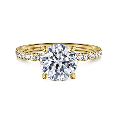 14K Yellow Gold Round Diamond Engagement Ring