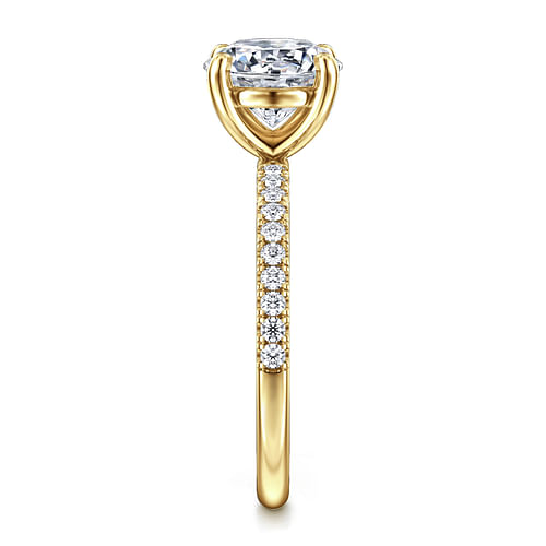 14K Yellow Gold Round Diamond Engagement Ring