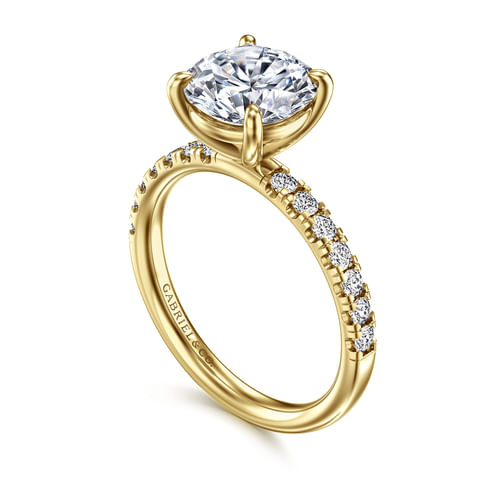 14K Yellow Gold Round Diamond Engagement Ring
