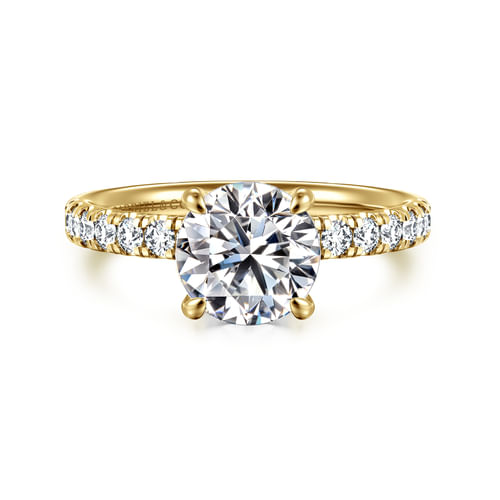 14K Yellow Gold Round Diamond Engagement Ring