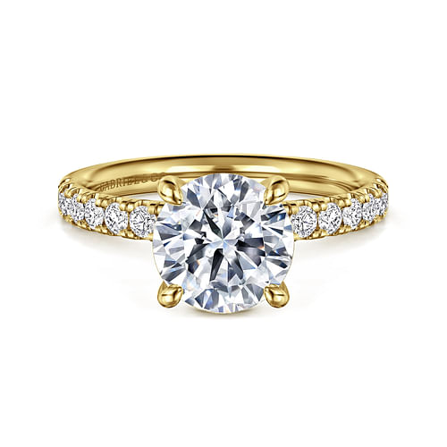 14K Yellow Gold Round Diamond Engagement Ring