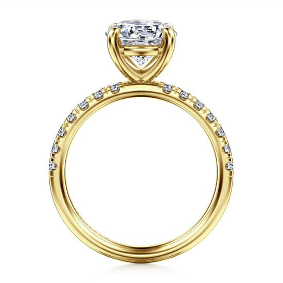 14K Yellow Gold Round Diamond Engagement Ring angle 2