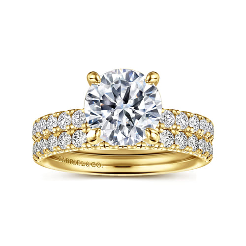 14K Yellow Gold Round Diamond Engagement Ring
