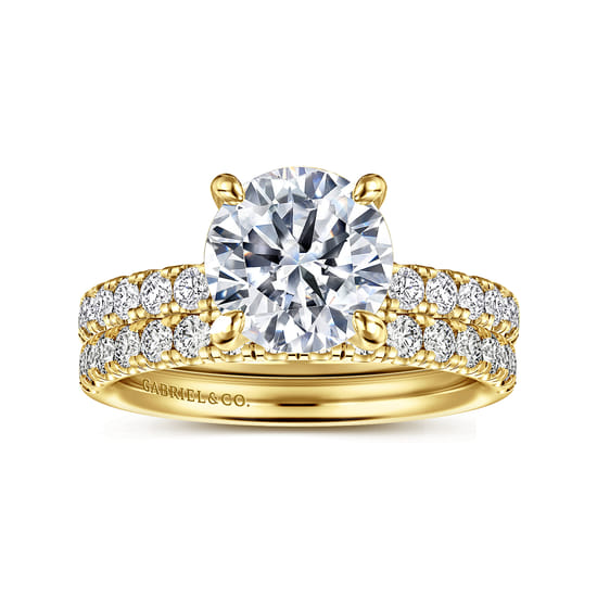 14K Yellow Gold Round Diamond Engagement Ring angle 4