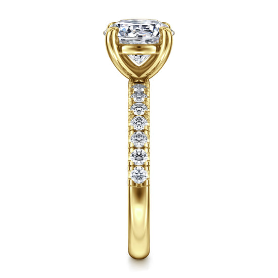 14K Yellow Gold Round Diamond Engagement Ring angle 5