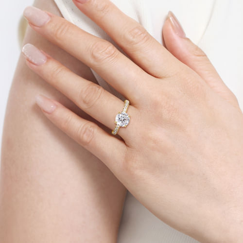 14K Yellow Gold Round Diamond Engagement Ring
