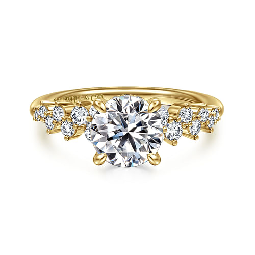 14K Yellow Gold Round Diamond Engagement Ring