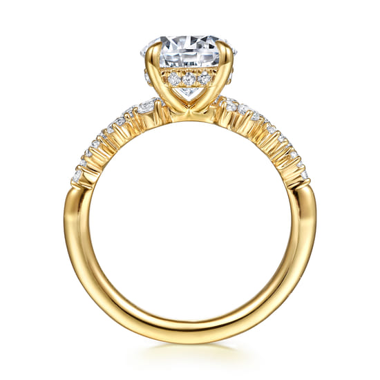 14K Yellow Gold Round Diamond Engagement Ring angle 2