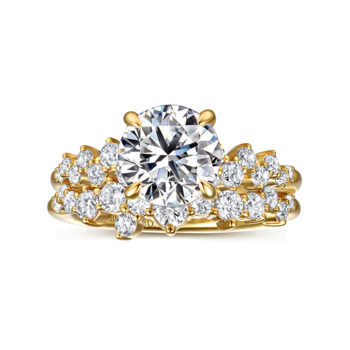14K Yellow Gold Round Diamond Engagement Ring