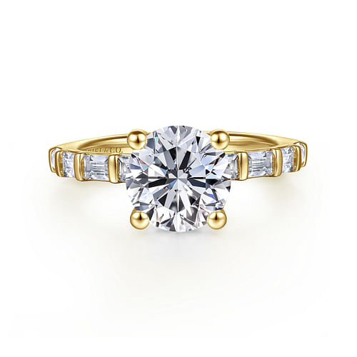 14K Yellow Gold Round Diamond Engagement Ring