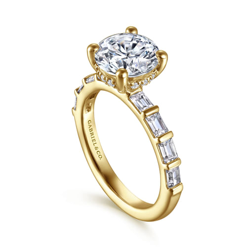 14K Yellow Gold Round Diamond Engagement Ring