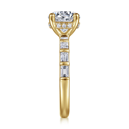 14K Yellow Gold Round Diamond Engagement Ring