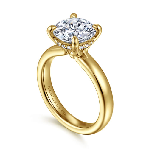 14K Yellow Gold Round Diamond Engagement Ring
