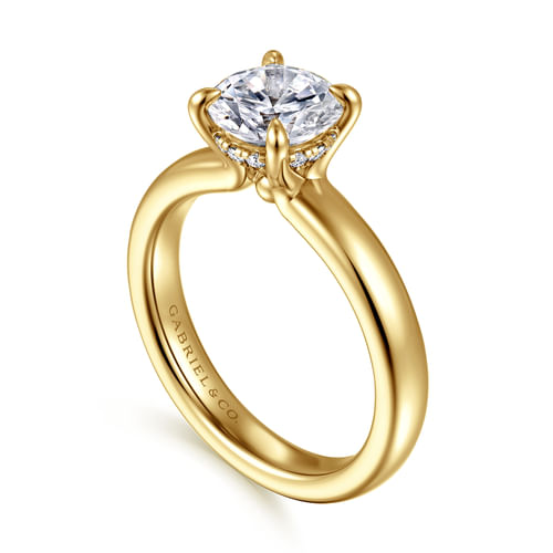 14K Yellow Gold Round Diamond Engagement Ring