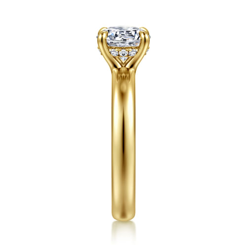 14K Yellow Gold Round Diamond Engagement Ring