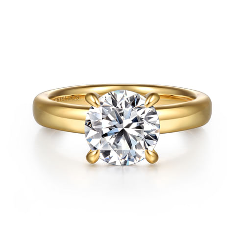 14K Yellow Gold Round Diamond Engagement Ring