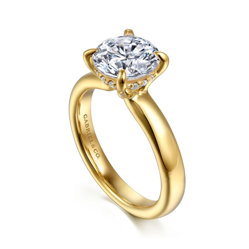 14K Yellow Gold Round Diamond Engagement Ring