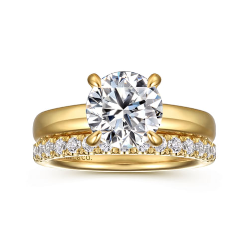 14K Yellow Gold Round Diamond Engagement Ring