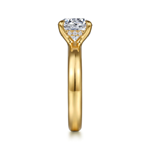 14K Yellow Gold Round Diamond Engagement Ring