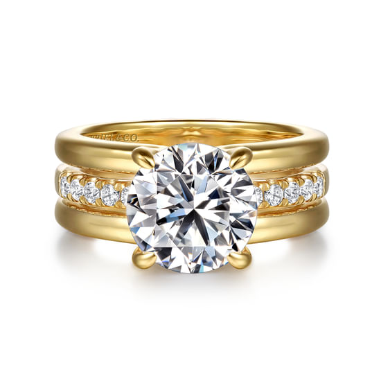 Gabriel - 14K Yellow Gold Round Diamond Engagement Ring