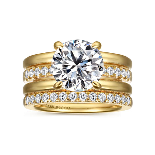 14K Yellow Gold Round Diamond Engagement Ring