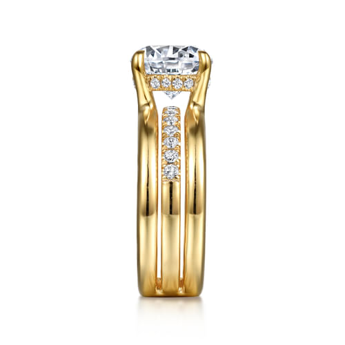 14K Yellow Gold Round Diamond Engagement Ring