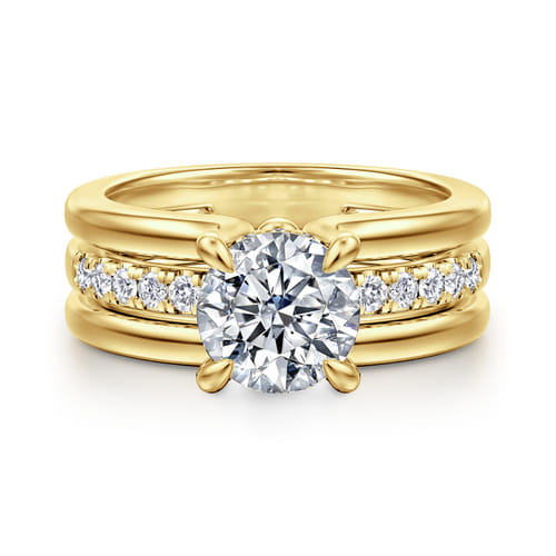 14K Yellow Gold Round Diamond Engagement Ring