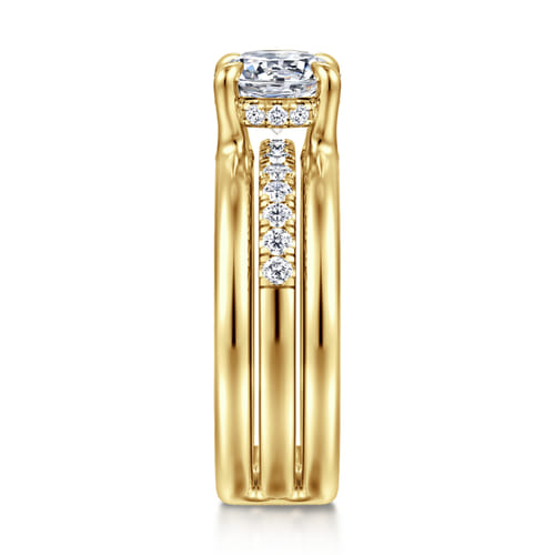 14K Yellow Gold Round Diamond Engagement Ring