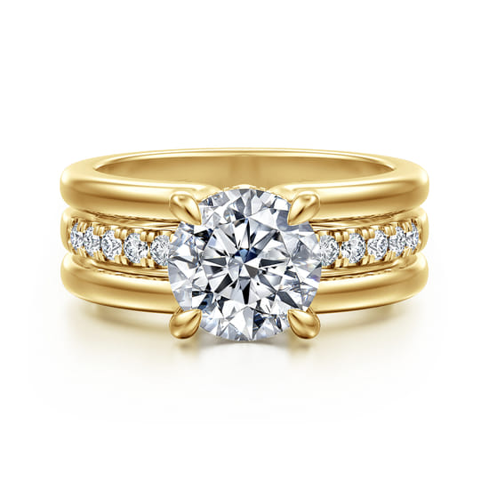 Gabriel - 14K Yellow Gold Round Diamond Engagement Ring