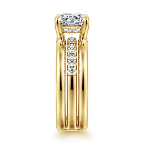 14K Yellow Gold Round Diamond Engagement Ring
