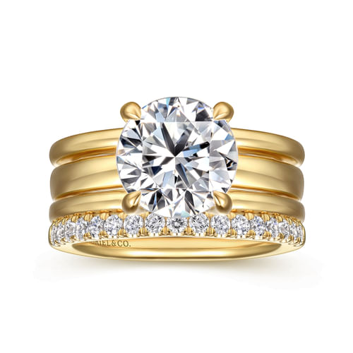 14K Yellow Gold Round Diamond Engagement Ring