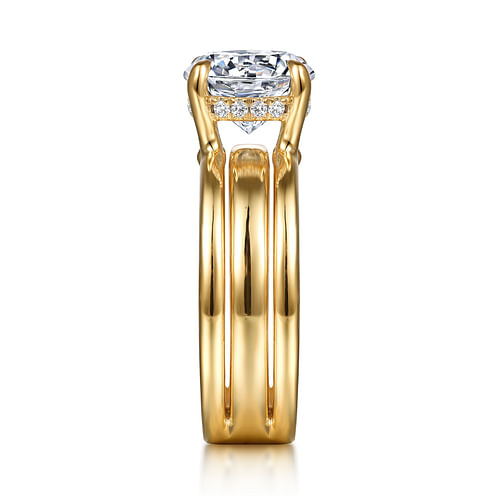 14K Yellow Gold Round Diamond Engagement Ring