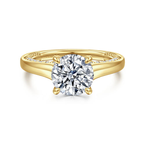 14K Yellow Gold Round Diamond Engagement Ring
