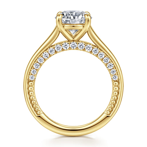 14K Yellow Gold Round Diamond Engagement Ring