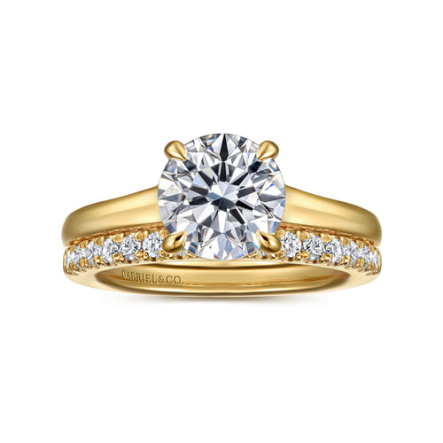 14K Yellow Gold Round Diamond Engagement Ring