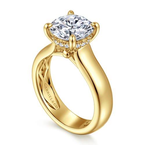 14K Yellow Gold Round Diamond Engagement Ring