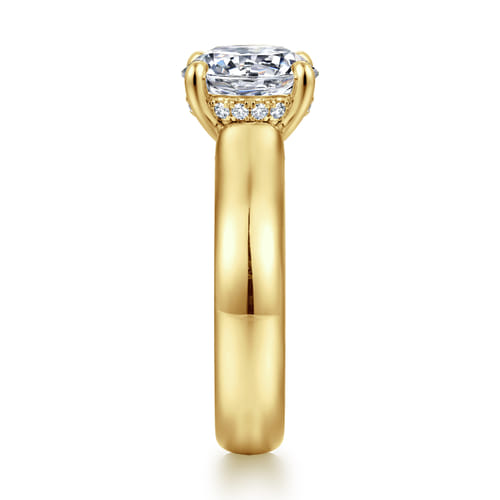 14K Yellow Gold Round Diamond Engagement Ring
