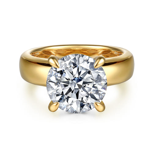 14K Yellow Gold Round Diamond Engagement Ring