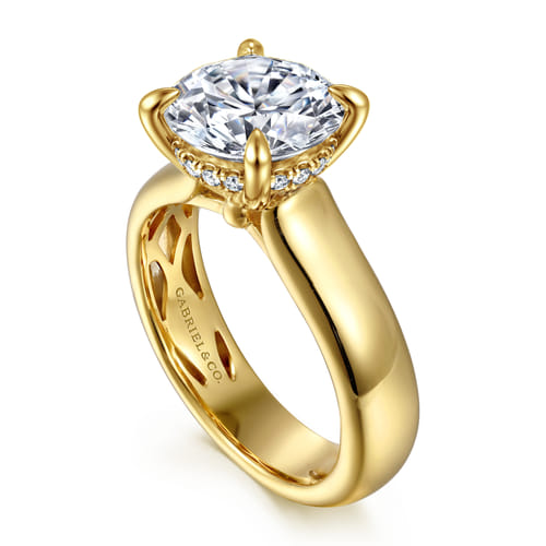 14K Yellow Gold Round Diamond Engagement Ring
