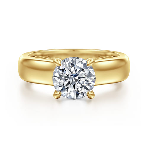 14K Yellow Gold Round Diamond Engagement Ring