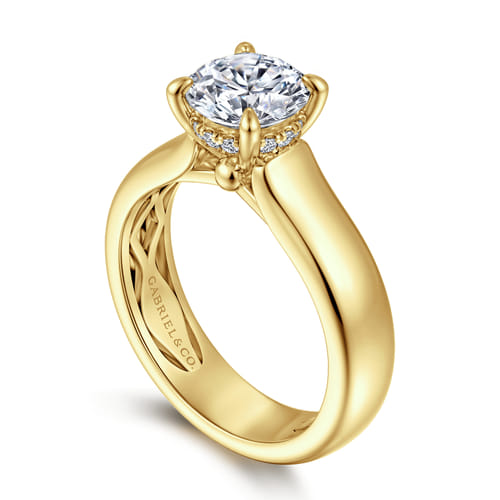 14K Yellow Gold Round Diamond Engagement Ring